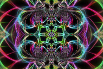 Abstract multicolored fractal neon background