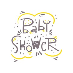 Baby shower hand drawn modern lettering - Announcement banner, card - Gender reveal party - Vector illustration isolated on white background
