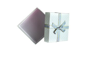 Grey gift box with open lid