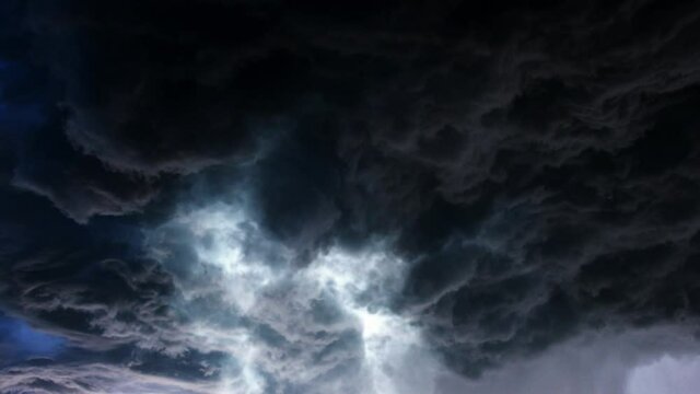 Cumulus clouds, a thunderstorm on an approaching dark cloud
