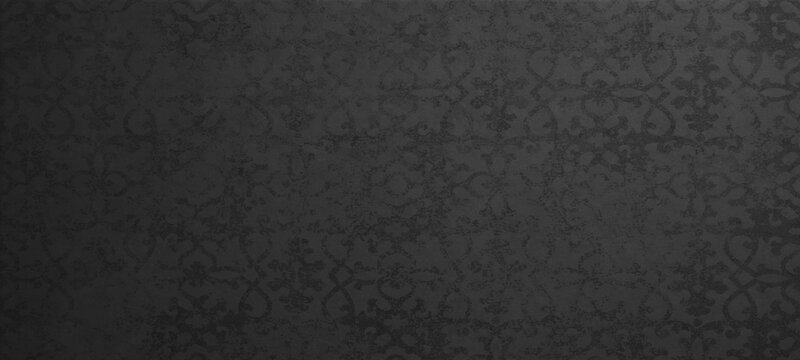 Old black anthracite dark vintage shabby patchwork tiles stone concrete cement wall texture background banner © Corri Seizinger