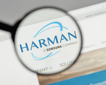 Milan, Italy - August 10, 2017: Harman International Industries logo on the website homepage.