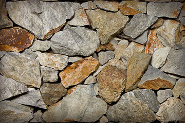 abstract background wall made of large irregularly shaped stones closeup