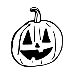 Halloween Jack-o'-lantern. Doodle creepy pumpkins