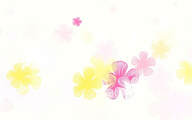 Light Red, Yellow vector natural backdrop with flowers.