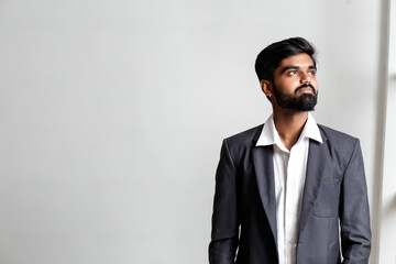 simple Indian boy portrait in western coat  