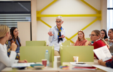 Female professor focused on the lecture