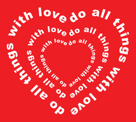 Heart Shaped Positive Slogan Artwork Print for Apparel and Other Uses