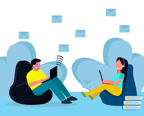 Freelancers work remotely from home in comfortable chairs, employees work remotely from home