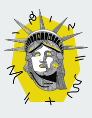Creative geometric yellow style. The Statue of Liberty. © design_kuch