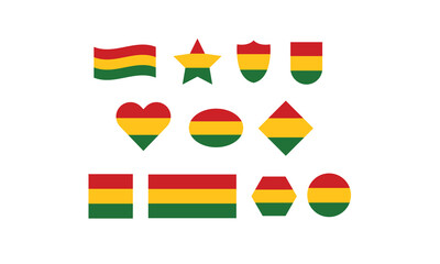 Bolivia flag set shape symbol vector illustration