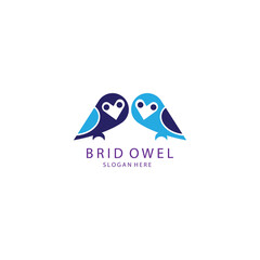 couple of owls icon illustration color cute vector design