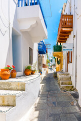 Mandraki Village street view in Nisyros Island. Nisyros Island is populer tourist destination on Aegean Sea.