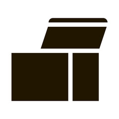 Square Opened Cardboard Carton Box glyph icon . Carton Open And Closed Box Packaging Pictogram. Parcel, Shipping Service Equipment Monochrome Illustration