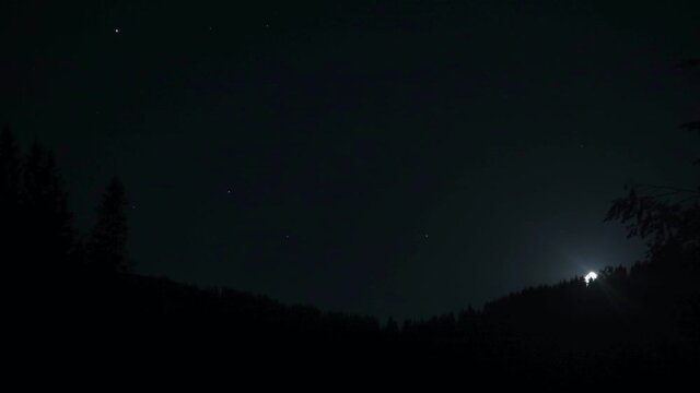 Timelapse of Moonset between the hills