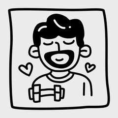 Avatar doodle in trendy hand drawn style. Black and white vector illustration.