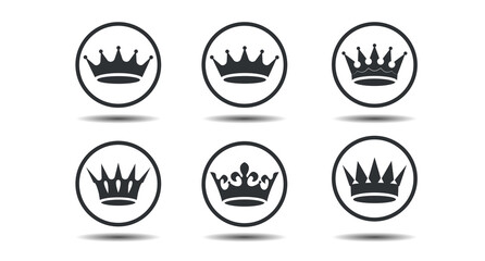 Set vector king crowns icon on white background. Vector Illustration. Emblem, icon and Royal symbols.