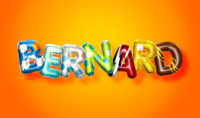 Bernard male name, colorful letter balloons background