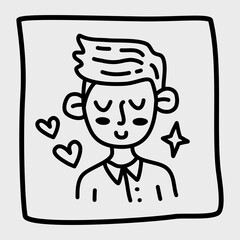 Avatar doodle in trendy hand drawn style. Black and white vector illustration.