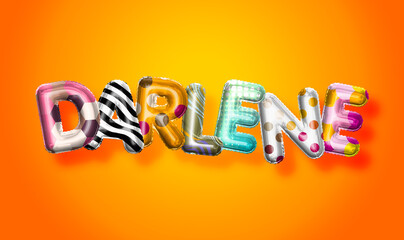 Darlene female name, colorful letter balloons background