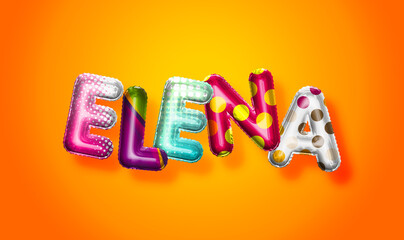 Elena female name, colorful letter balloons background