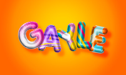 Gayle female name, colorful letter balloons background