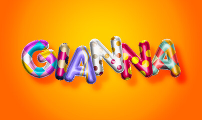 Gianna female name, colorful letter balloons background