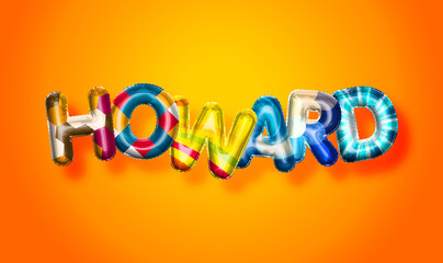 Howard male name, colorful letter balloons background