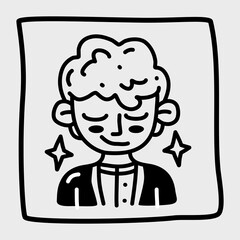 Avatar doodle in trendy hand drawn style. Black and white vector illustration.