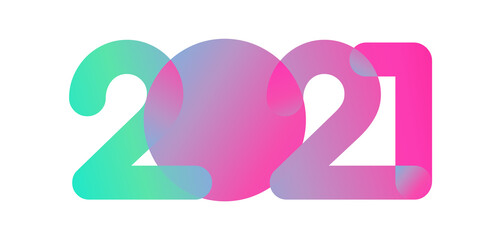  Soft gradient lettering 2021 happy new year symbols
