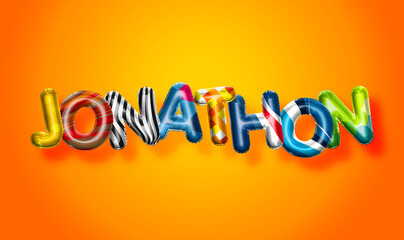 Jonathon male name, colorful letter balloons background