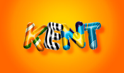 Kent male name, colorful letter balloons background