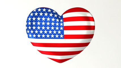 Heart-shaped button pin 3d illustration render flag I love United States