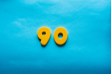90 years old celebrating classic logo. Colored happy anniversary ninety template colorful numbers....