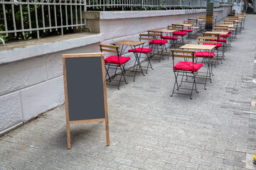 top view chalkboard standing on floor