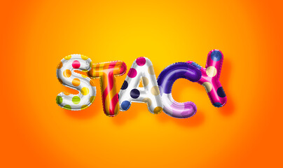 Stacy female name, colorful letter balloons background