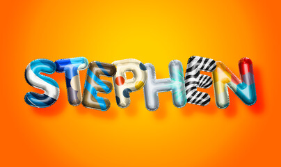 Stephen male name, colorful letter balloons background