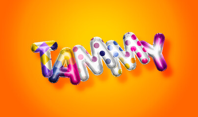 Tammy female name, colorful letter balloons background