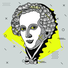 Creative geometric yellow style. Jakob Ludwig Felix Mendelssohn Bartholdy.