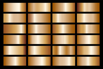 Gold gradient set background vector icon texture metallic illustration for frame, ribbon, banner, coin and label.