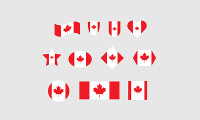 Canada flag set shape symbol vector illustration