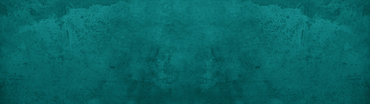 Dark turquoise green stone concrete paper texture background panorama banner long, with space for text