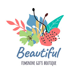 Vector beautiful flower illustration with text on white color background.