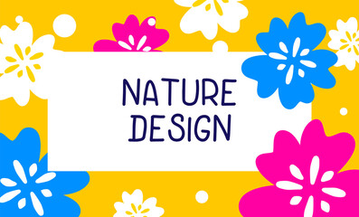 Vector floral pattern with beautiful blossom flower on yellow color background with text frame.