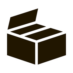 Cardboard Transportation Box Packaging glyph icon . Carton Open And Closed Packaging Pictogram. Parcel, Shipping Service Equipment Monochrome Illustration