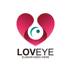 Love eye logo design, eye in heart logo - Vector