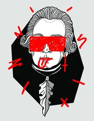 Deurstickers Crazy red style. Wolfgang Amadeus Mozart.  © design_kuch
