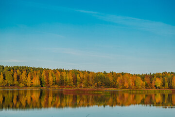 autumn landscape with lake and trees