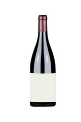 front view wine bottle isolated white background