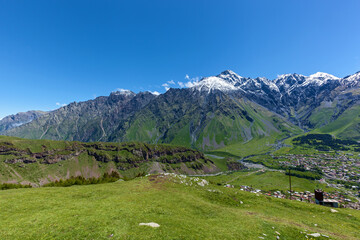 Naklejka premium Kazbegi village Georgia